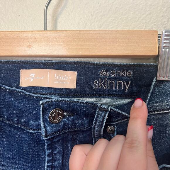 7 For All Mankind The Ankle Skinny Tuxedo Stripe Jeans Size 26 - Picture 4 of 5